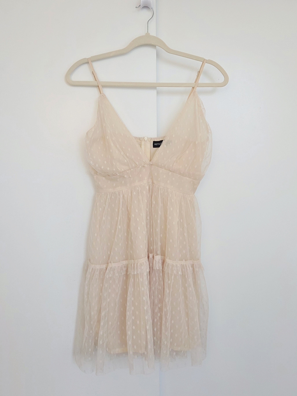 PrettyLittleThing Blush Polka Dot Tulle Dress
